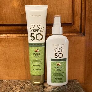 SPF-50 “Waikiki Beach” BBW, Sunscreen 1-Lotion & 1-Spray, UVA/UVB Protection NWT